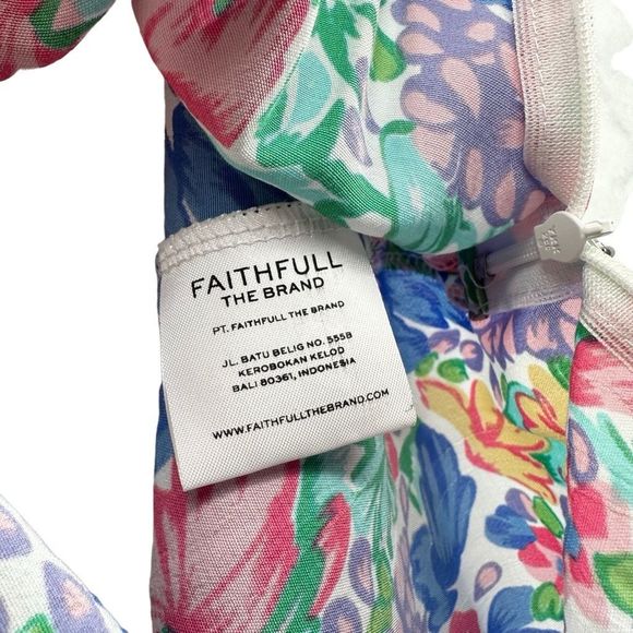Faithfull The Brand Mathilde Floral Square Neckline Puff Sleeve Smock Dress Sz 8 - Picture 8 of 9